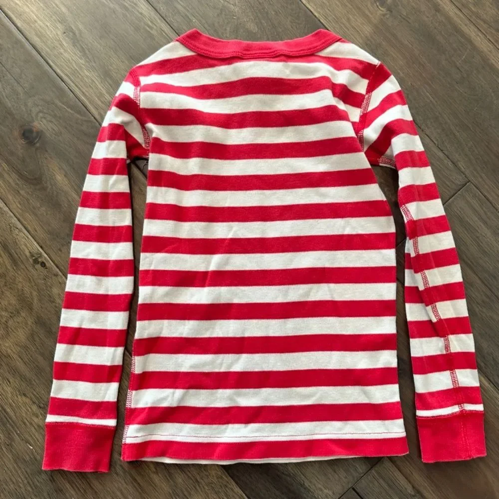 Kid’s Hanna Andersson Red & White Striped Christmas Pajama Top - Size 5 - EUC